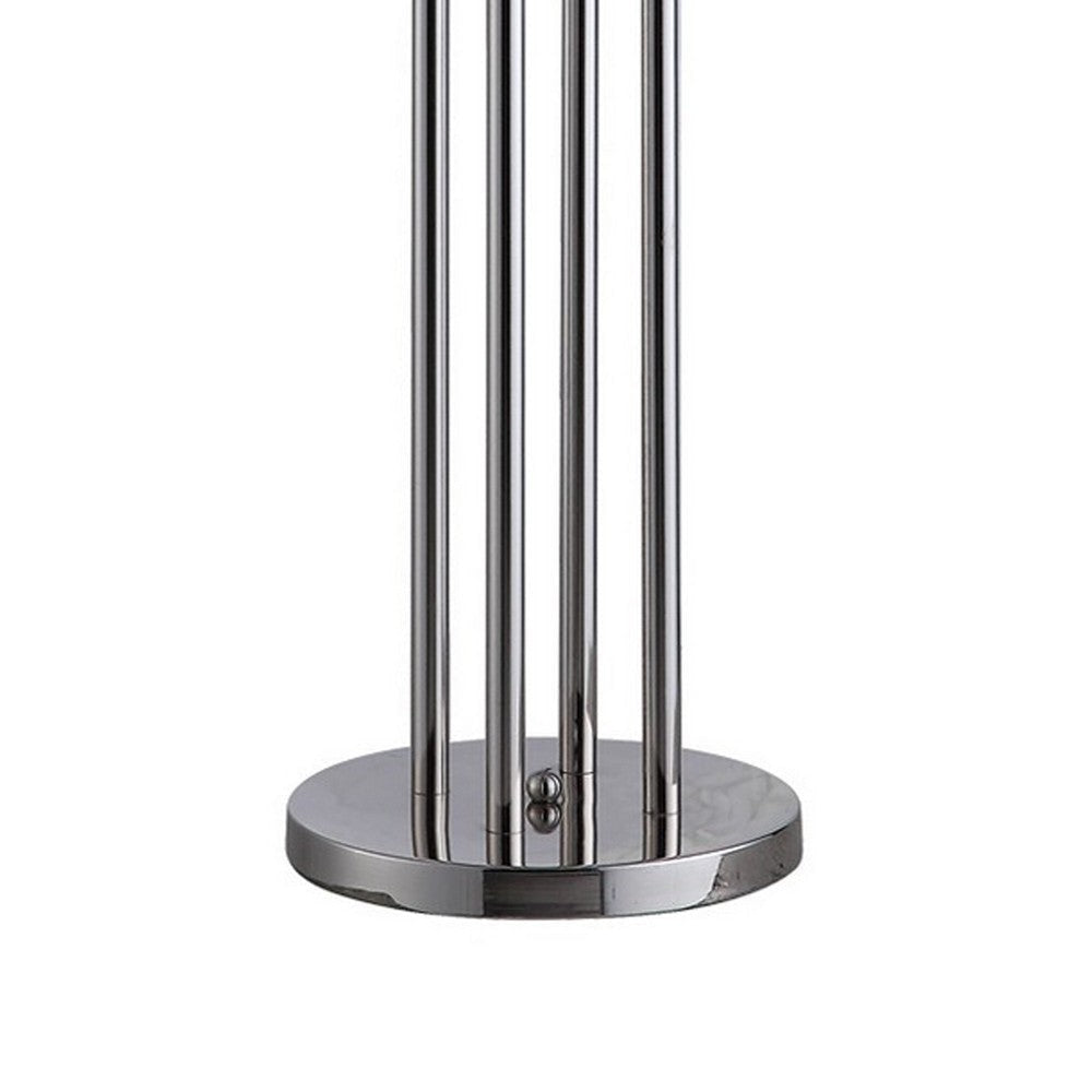 59 Inch Floor Lamp 4 LED Lights Metal Round Base Glossy Nickel Finish By Casagear Home BM309000