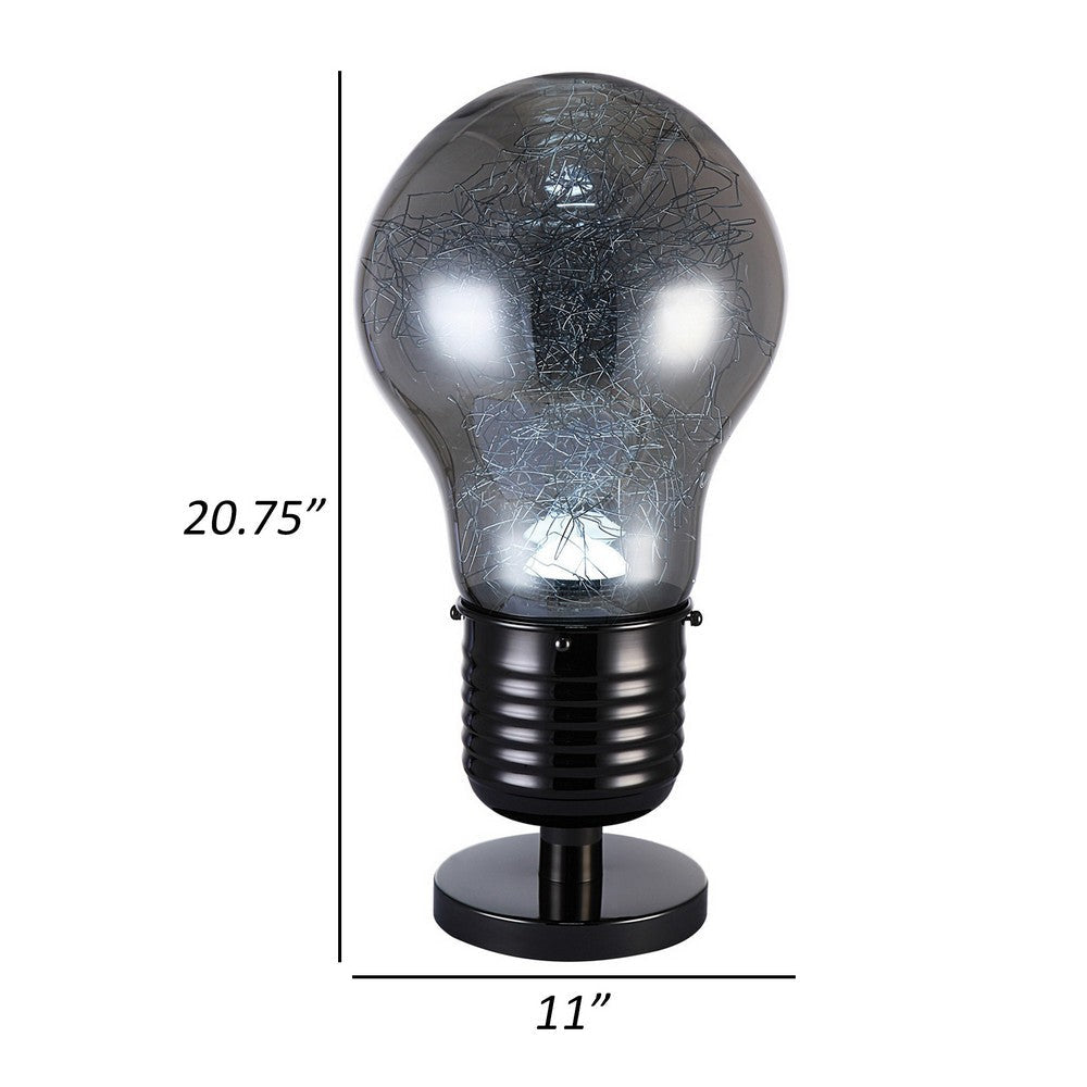 Zoom 21 Inch Table Lamp Globe Glass Shade Bulb Design Nickel Dark Gray By Casagear Home BM309002