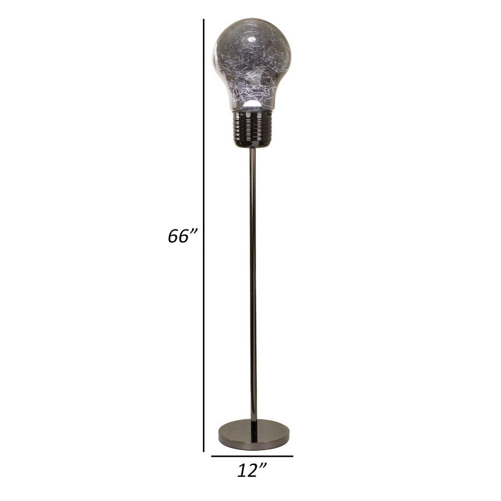 Zoom 66 Inch Floor Lamp Globe Glass Shade in a Bulb Design Dark Gray By Casagear Home BM309004