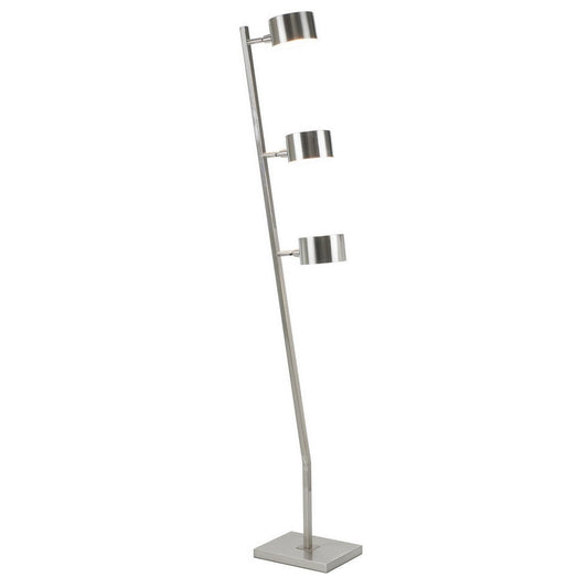 60 Inch Floor Lamp, 3 Drum Metal Shades, Modern Style, Silver Frame By Casagear Home