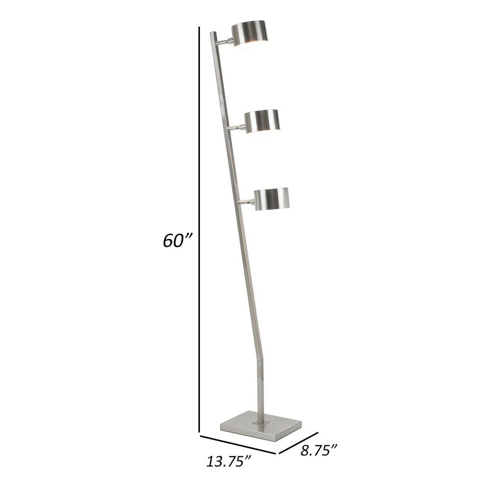 60 Inch Floor Lamp 3 Drum Metal Shades Modern Style Silver Frame By Casagear Home BM309008