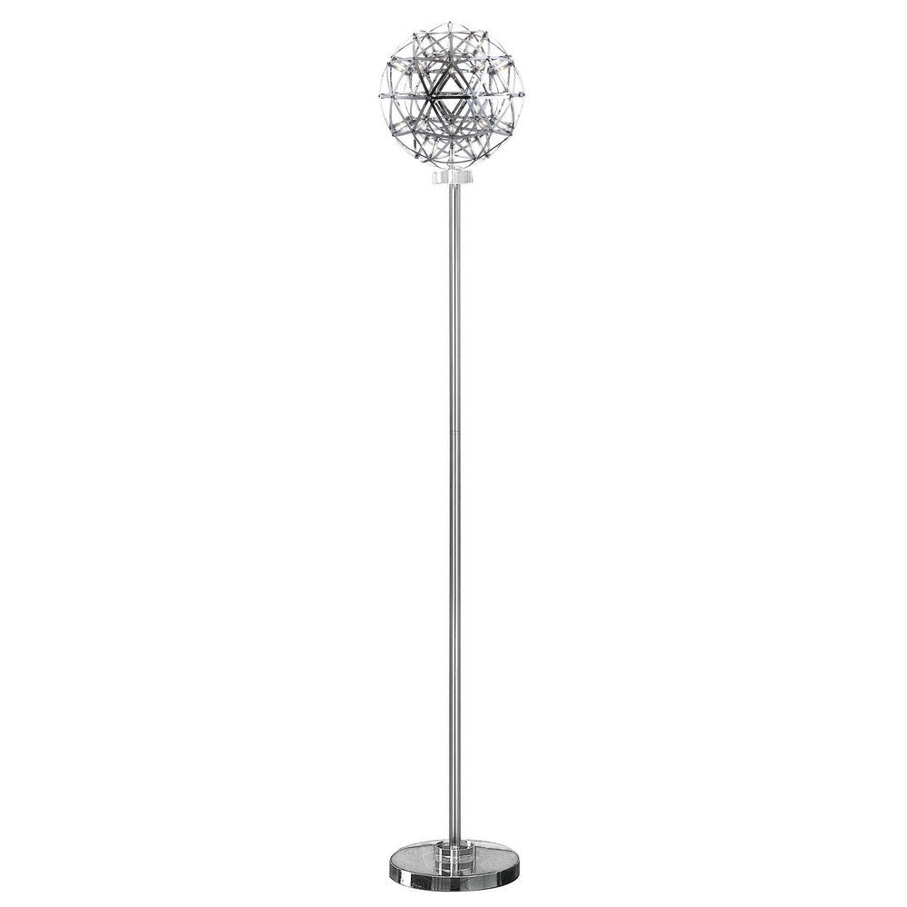 Cue 72 Inch Floor Lamp, Globe Shade, Nickel Metal Frame, Round Base By Casagear Home