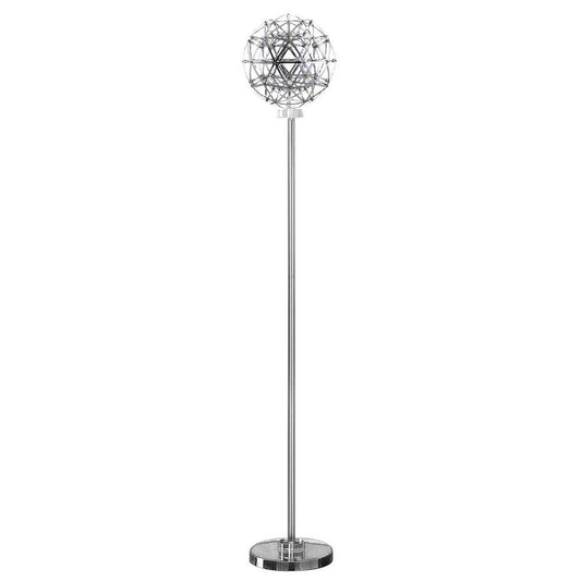 Cue 72 Inch Floor Lamp, Globe Shade, Nickel Metal Frame, Round Base By Casagear Home