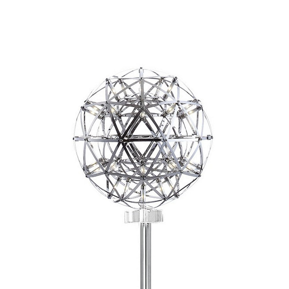 Cue 72 Inch Floor Lamp Globe Shade Nickel Metal Frame Round Base By Casagear Home BM309009