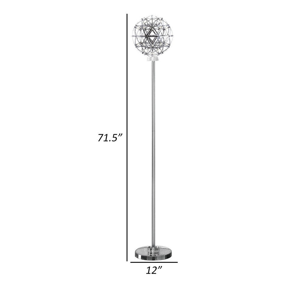 Cue 72 Inch Floor Lamp Globe Shade Nickel Metal Frame Round Base By Casagear Home BM309009