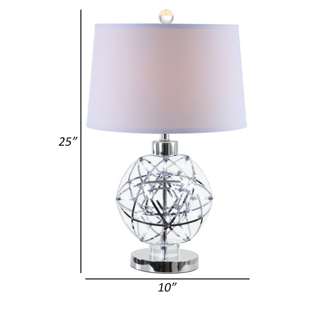 Cue 25 Inch Table Lamp Empire Fabric Shade Accent Nickel Round Base By Casagear Home BM309010