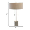 28 Inch Table Lamp Classic Drum Fabric Shade Accent Gray Block Base By Casagear Home BM309011