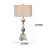 32 Inch Table Lamp Set of 2 Drum Fabric Shade Nickel Pedestal Base By Casagear Home BM309013