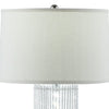 Jin 28 Inch Table Lamp Gray Drum Fabric Shade Modern Round Base Silver By Casagear Home BM309015