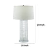 Jin 28 Inch Table Lamp Gray Drum Fabric Shade Modern Round Base Silver By Casagear Home BM309015