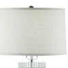 Jin 57 Inch Floor Lamp Gray Drum Fabric Shade Modern Round Silver Base By Casagear Home BM309016