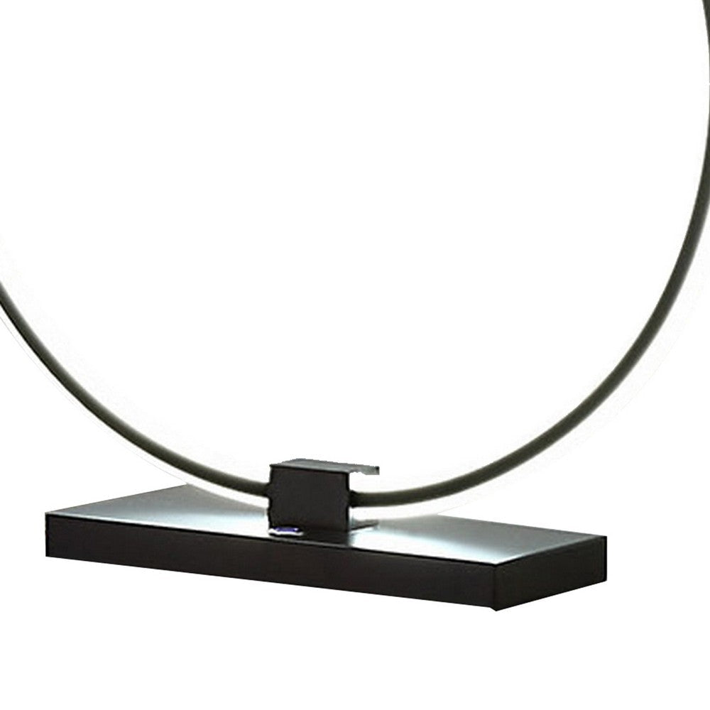 Sine 21 Inch Table Lamp Modern Circle Ring LED Sleek Black Metal Base By Casagear Home BM309017