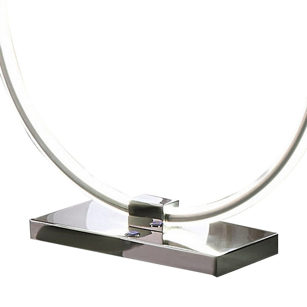 Sine 21 Inch Table Lamp Modern Circle Ring LED Sleek Silver Metal Base By Casagear Home BM309018