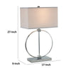 27 Inch Table Lamp Rectangular Fabric Shade Modern Silver Metal Base By Casagear Home BM309019