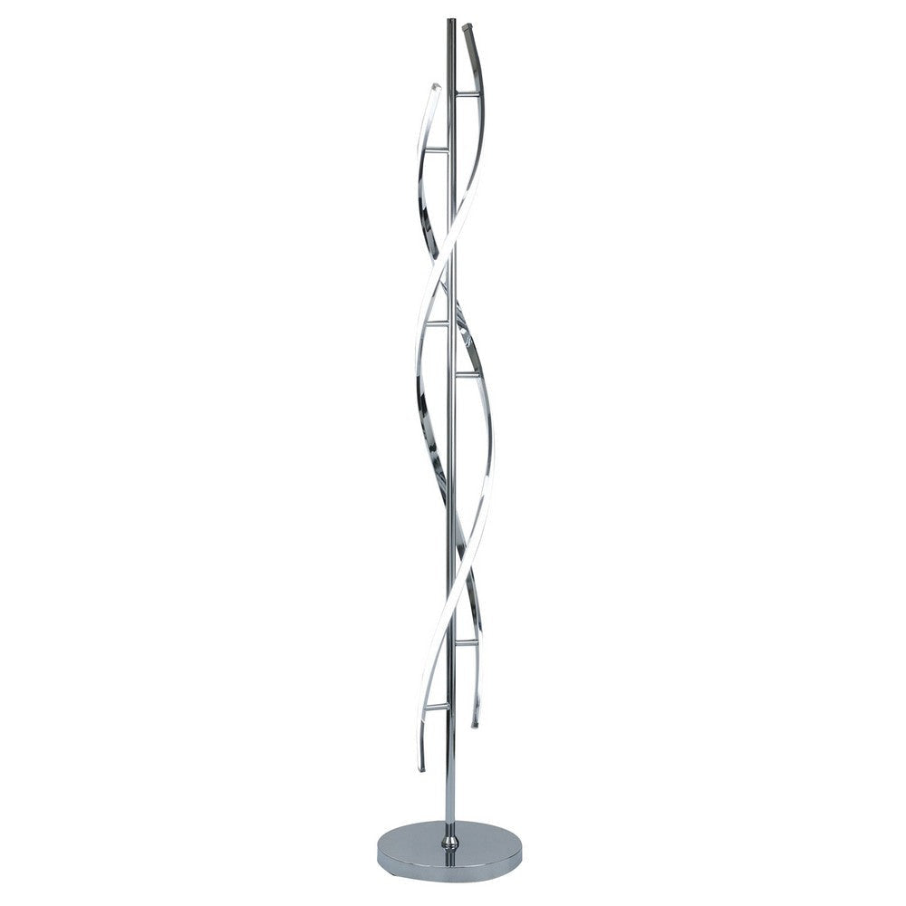 Jam 63 Inch Floor Lamp, LED, Metal Round Base, Accent Silver Metal Base By Casagear Home