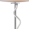 30 Inch Table Lamp White Drum Fabric Shade Modern Round Chrome Base By Casagear Home BM309022