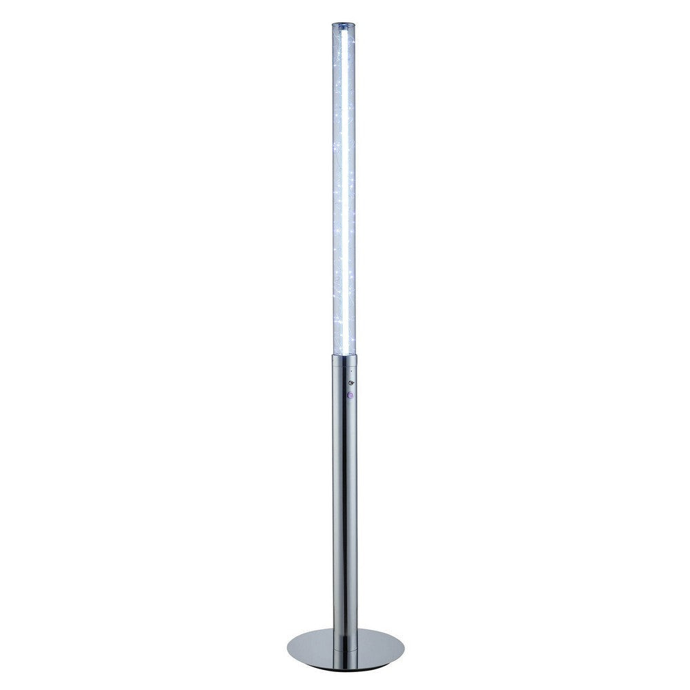 62 Inch Floor Lamp, Modern Cylindrical Design, Tall Round Chrome Base By Casagear Home