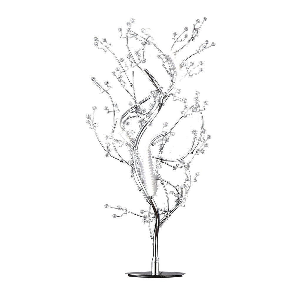 30 Inch Table Lamp, Tree Branch Modern Design, Accent Metal Chrome Base By Casagear Home