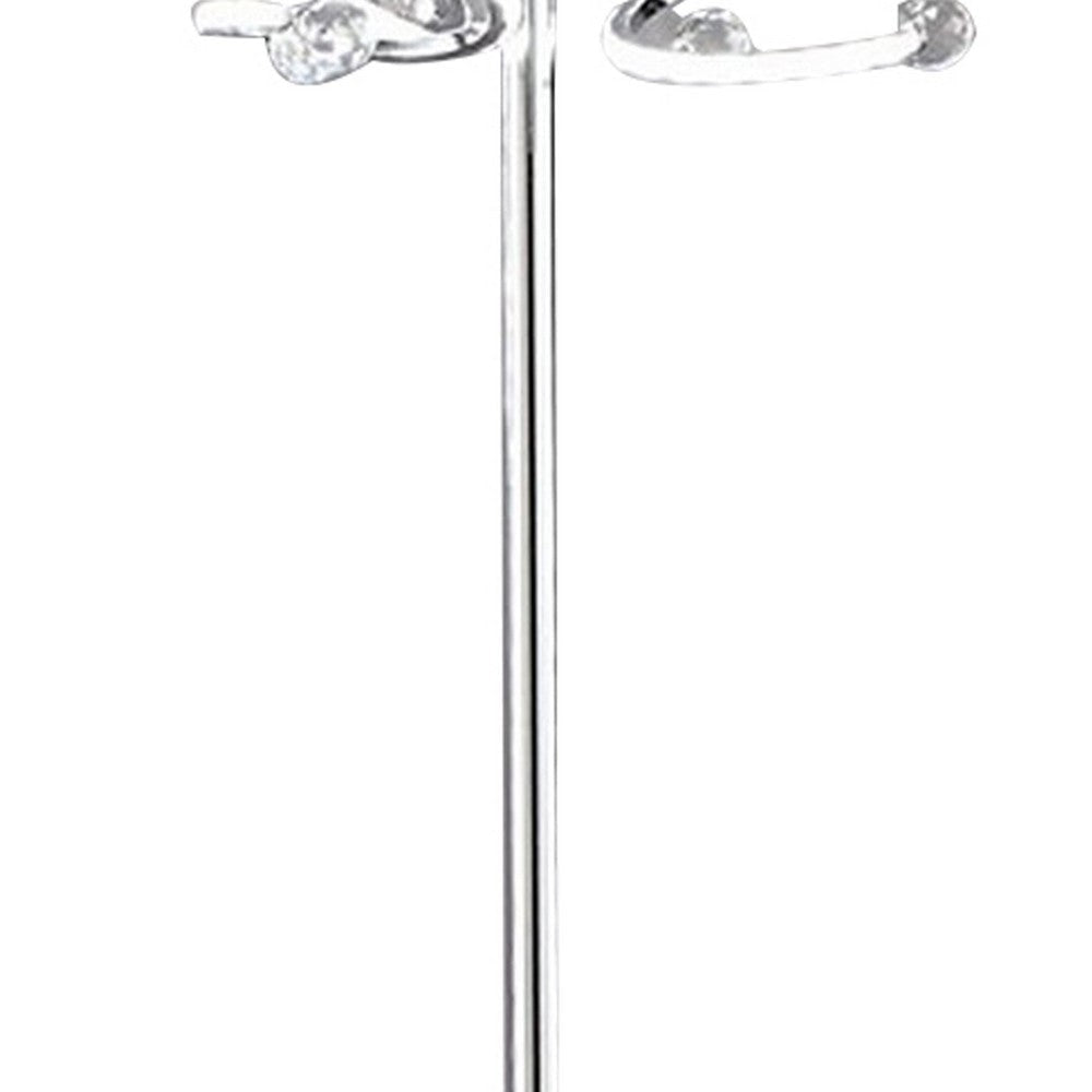 Rue 63 Inch Floor Lamp Ring LEDs Metal Round Base Modern Chrome Finish By Casagear Home BM309026