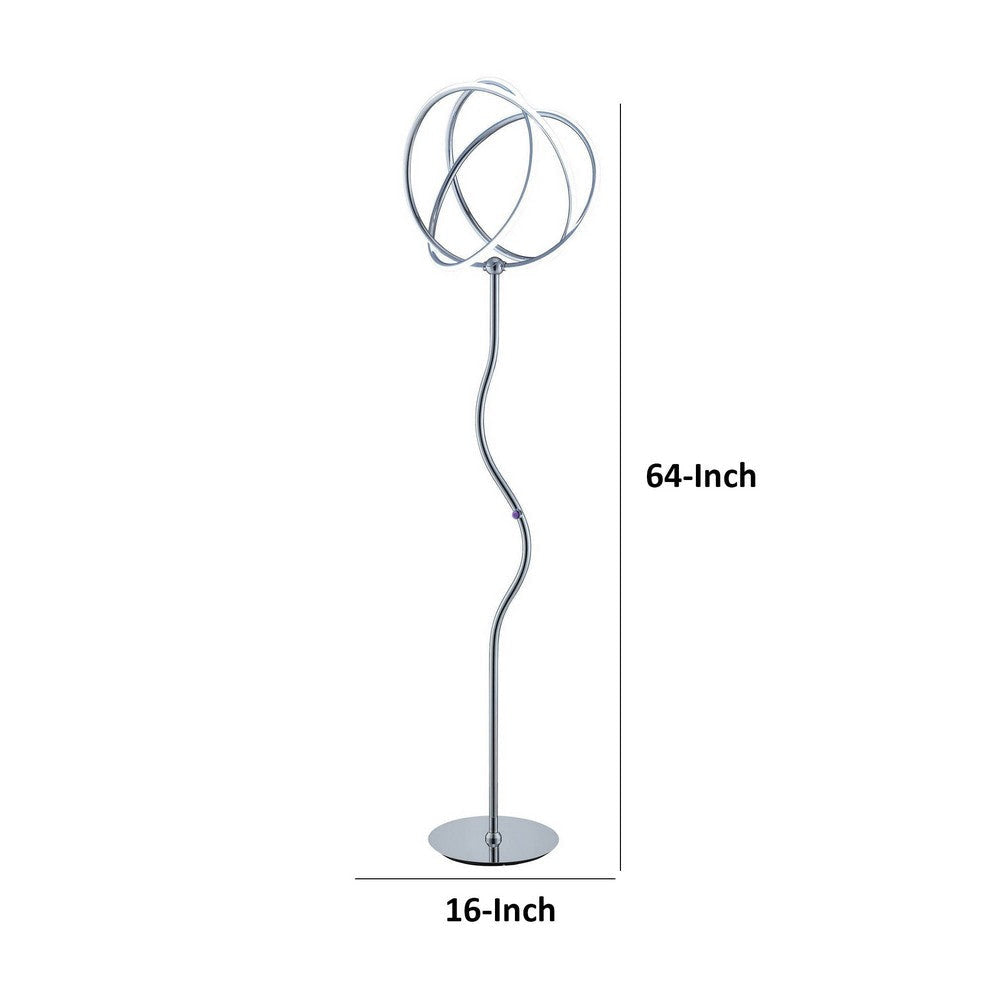 Salt 64 Inch Floor Lamp Accent Twisted Design LED Light Chrome Metal By Casagear Home BM309028