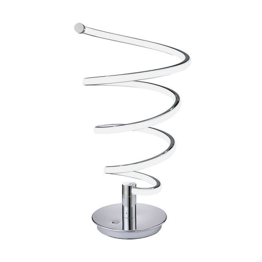 Sun 20 Inch Table Lamp, Accent Twisted Modern Design, LED Light Chrome Base By Casagear Home