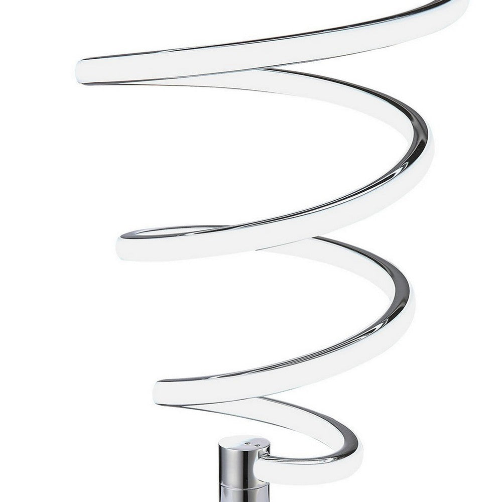 Sun 20 Inch Table Lamp Accent Twisted Modern Design LED Light Chrome Base By Casagear Home BM309031