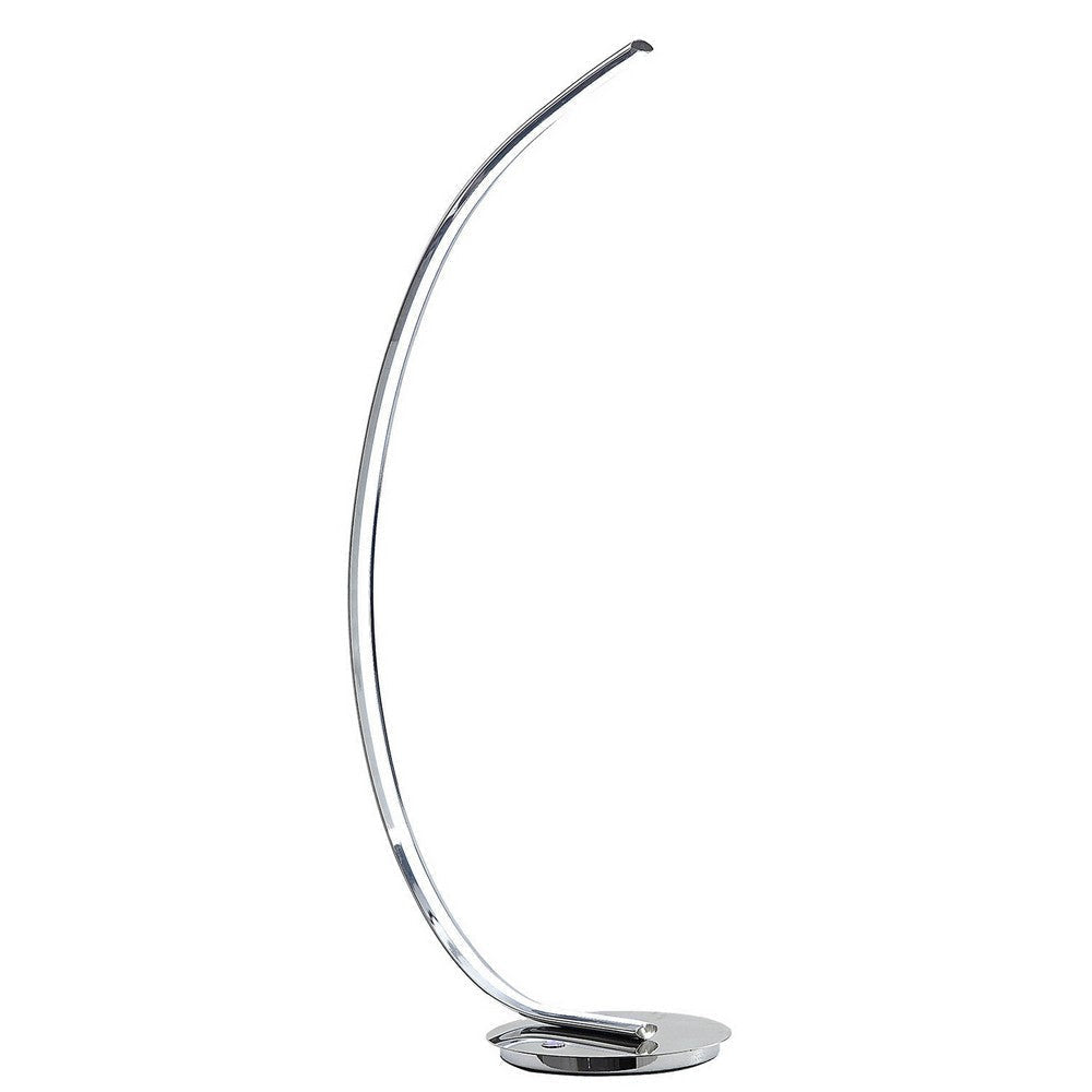 34 Inch Table Lamp, Modern Accent Swing Arm, LED Light, Round Chrome Base By Casagear Home