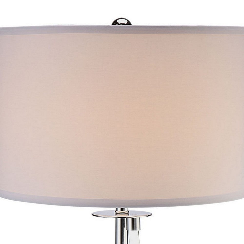 Jame 29 Inch Table Lamp Drum Fabric Shade Accent Round Chrome Base By Casagear Home BM309035