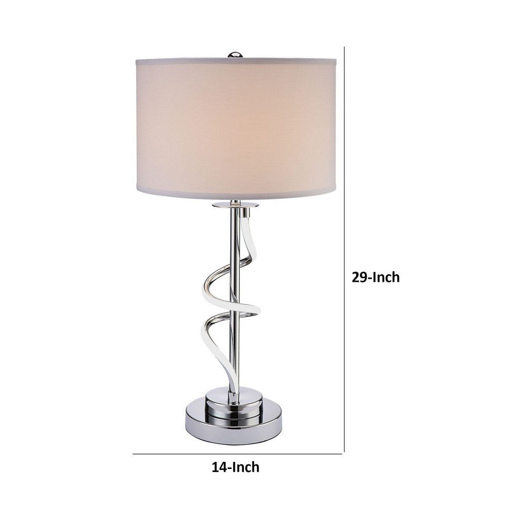 Jame 29 Inch Table Lamp Drum Fabric Shade Accent Round Chrome Base By Casagear Home BM309035