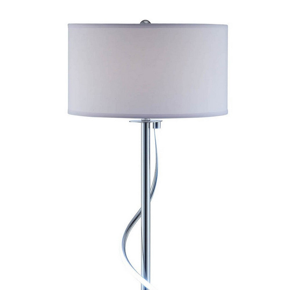 Jame 59 Inch Floor Lamp Drum Shade Accent Round Metal Base Chrome By Casagear Home BM309036