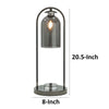 21 Inch Table Lamp Cylinder Glass Shade Round Base Rustic Nickel Gray By Casagear Home BM309037