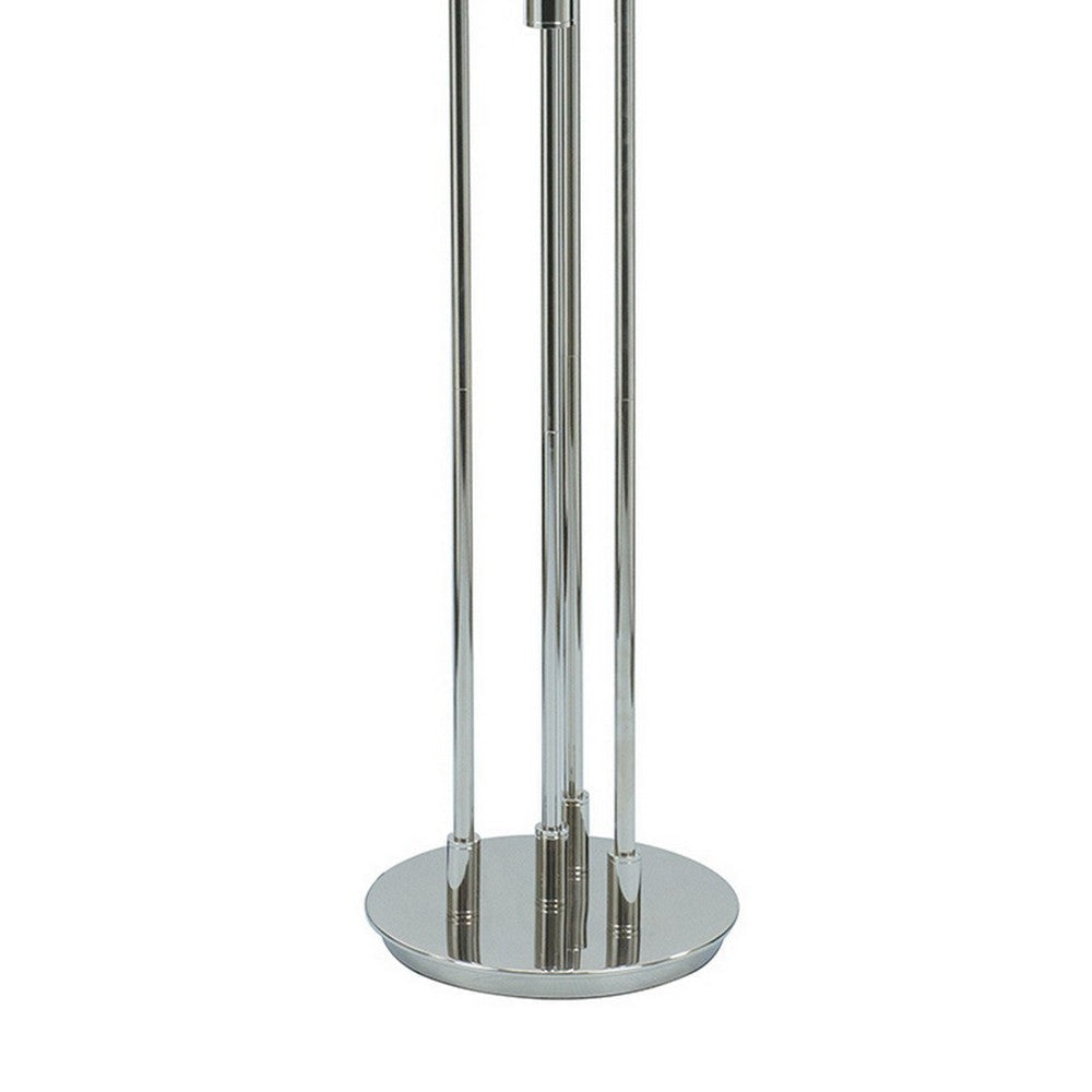 59 Inch Floor Lamp Modern Accent Globe Glass Shade Round Base Nickel By Casagear Home BM309040