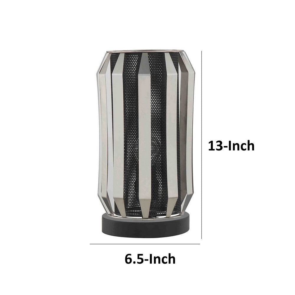 Pin 13 Inch Table Lamp Accent Cylinder Metal Shade Round Base Black By Casagear Home BM309041