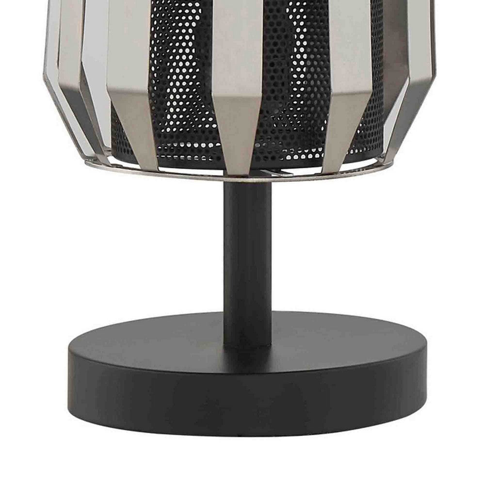 Pin 14 Inch Table Lamp Accent Cylinder Metal Shade Round Base Black By Casagear Home BM309042