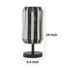 Pin 14 Inch Table Lamp Accent Cylinder Metal Shade Round Base Black By Casagear Home BM309042