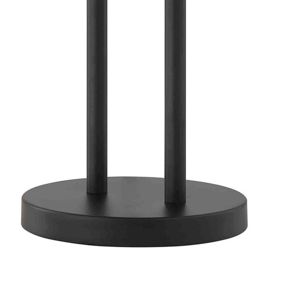 Pin 21 Inch Table Lamp Wide Drum Metal Shade Accent Round Base Black By Casagear Home BM309043