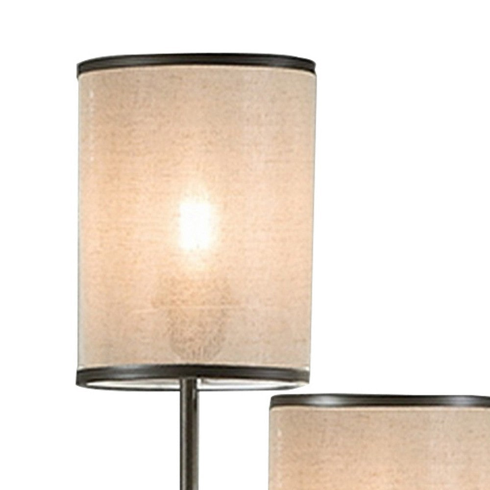 Zen 31 Inch Table Lamp 3 Drum Fabric Shades Round Metal Base Gray By Casagear Home BM309047