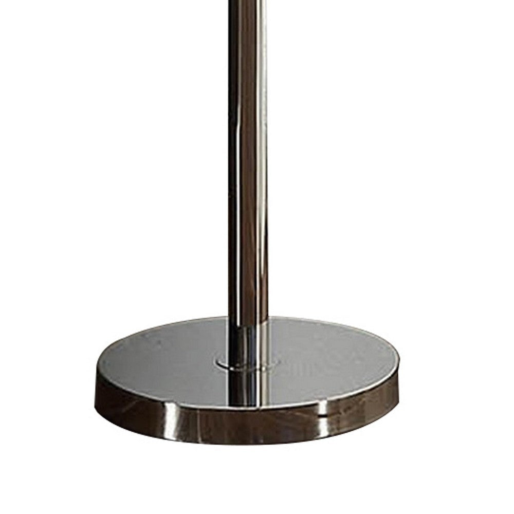 Indi 60 Inch Floor Lamp 3 Drum Fabric Shade Round Metal Base Silver By Casagear Home BM309050