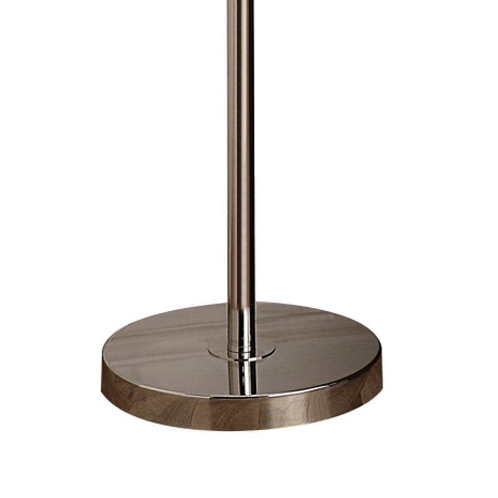 67 Inch Floor Lamp Modern Globe Glass Shade Round Metal Base Nickel By Casagear Home BM309051