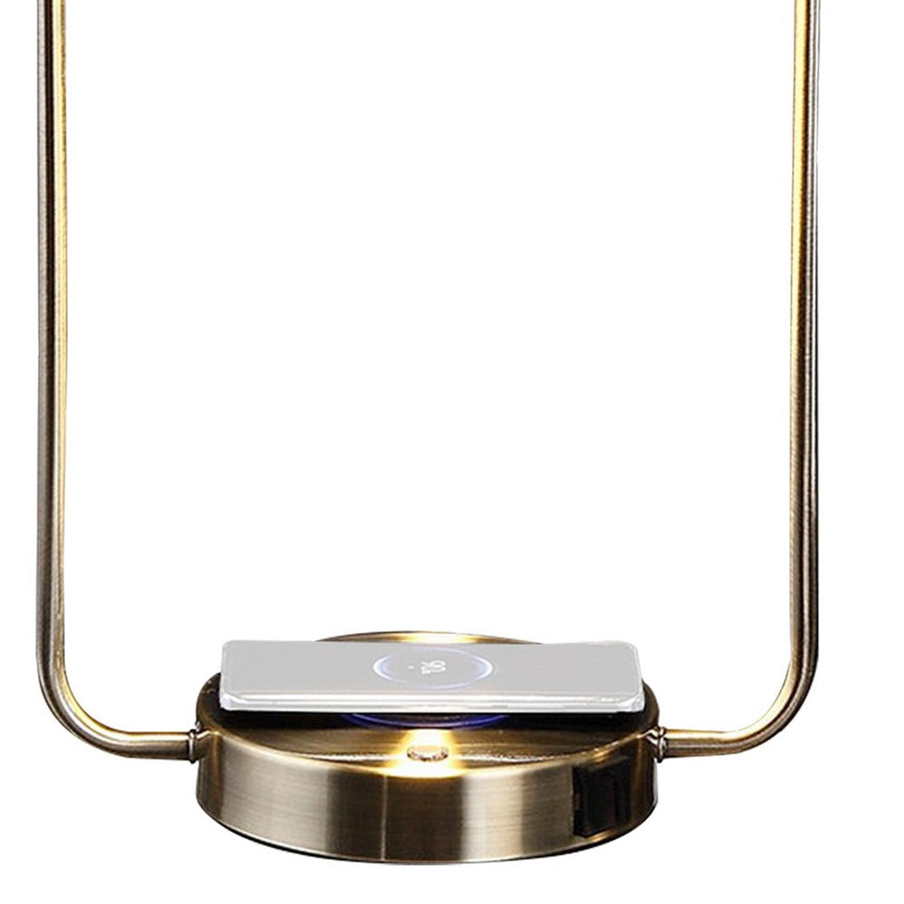 Gizo 21 Inch Table Lamp LED Light Wireless Charging Metal Base Brass By Casagear Home BM309056