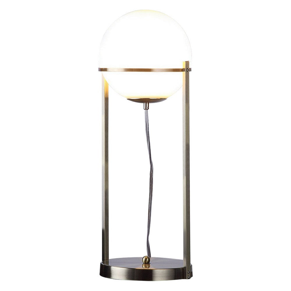 Jim 22 Inch Table Lamp, LED Light, Metal Body, Modern Globe Shade, Brass By Casagear Home