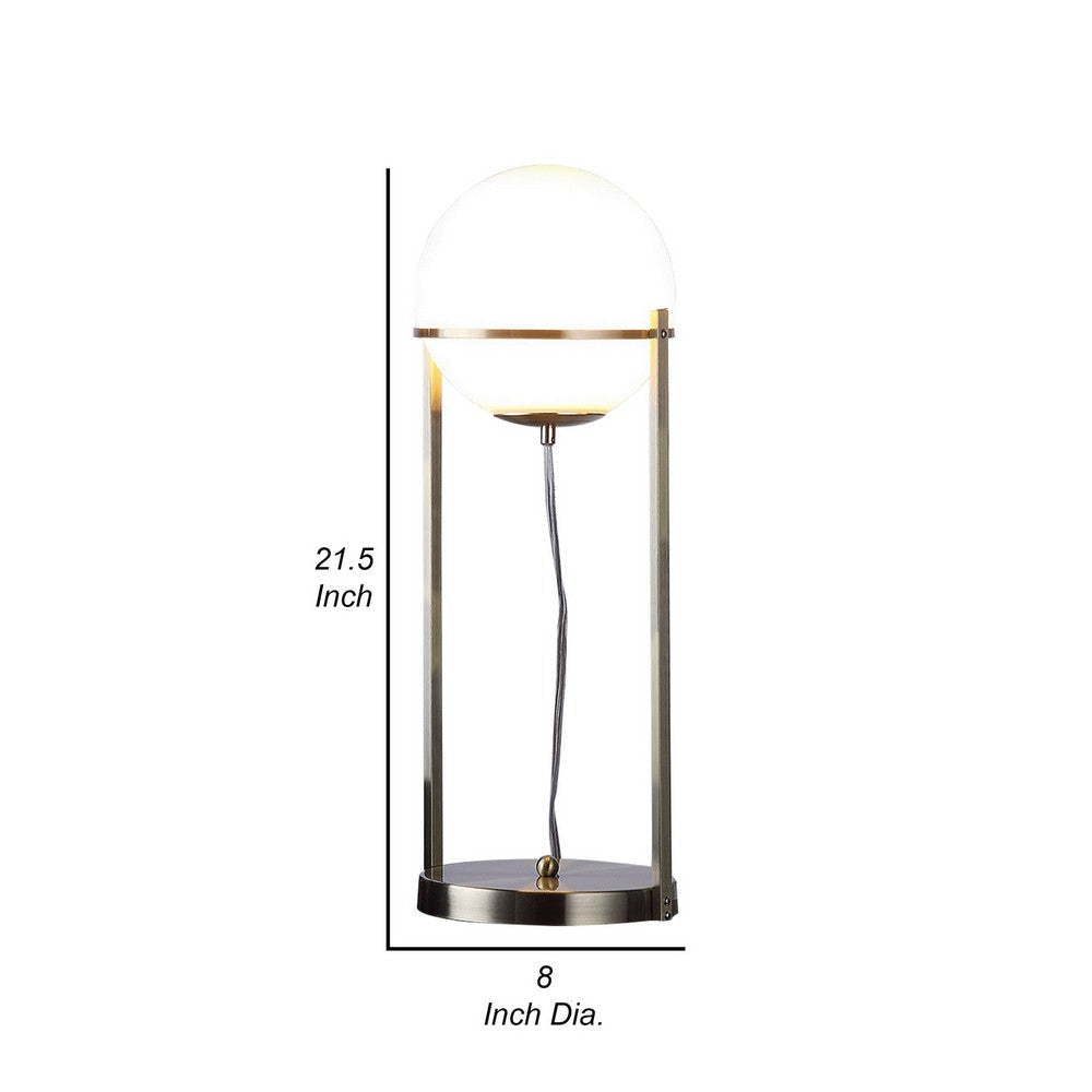 Jim 22 Inch Table Lamp LED Light Metal Body Modern Globe Shade Brass By Casagear Home BM309058