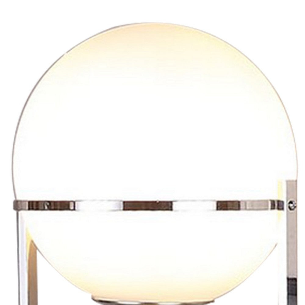 Jim 22 Inch Table Lamp LED Light Metal Body Modern Globe Shade Silver By Casagear Home BM309059