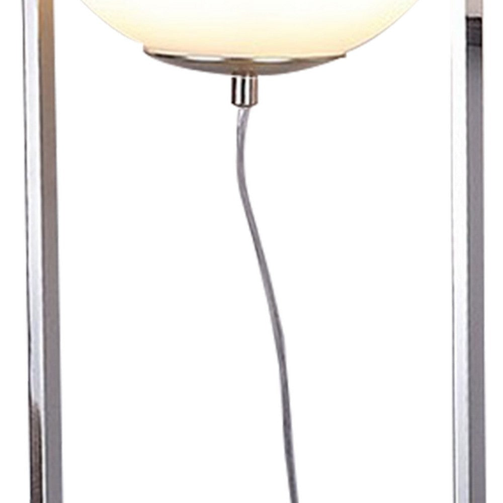 Jim 22 Inch Table Lamp LED Light Metal Body Modern Globe Shade Silver By Casagear Home BM309059