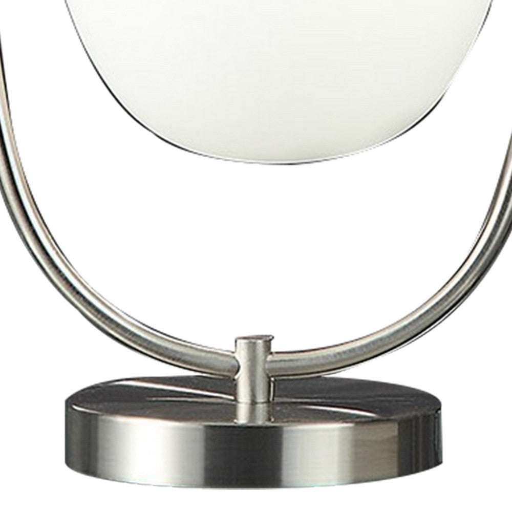 Raze 17 Inch Table Lamp LED Light Modern Globe Shade Metal Body Silver By Casagear Home BM309061