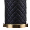 Aria 21 Inch Table Lamp Dome Shade Round Base Black Faux Leather Brass By Casagear Home BM309062