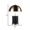 Aria 21 Inch Table Lamp Dome Shade Round Base Black Faux Leather Brass By Casagear Home BM309062