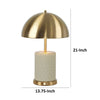 Aria 21 Inch Table Lamp Dome Shade Round Base Beige Faux Leather Brass By Casagear Home BM309064