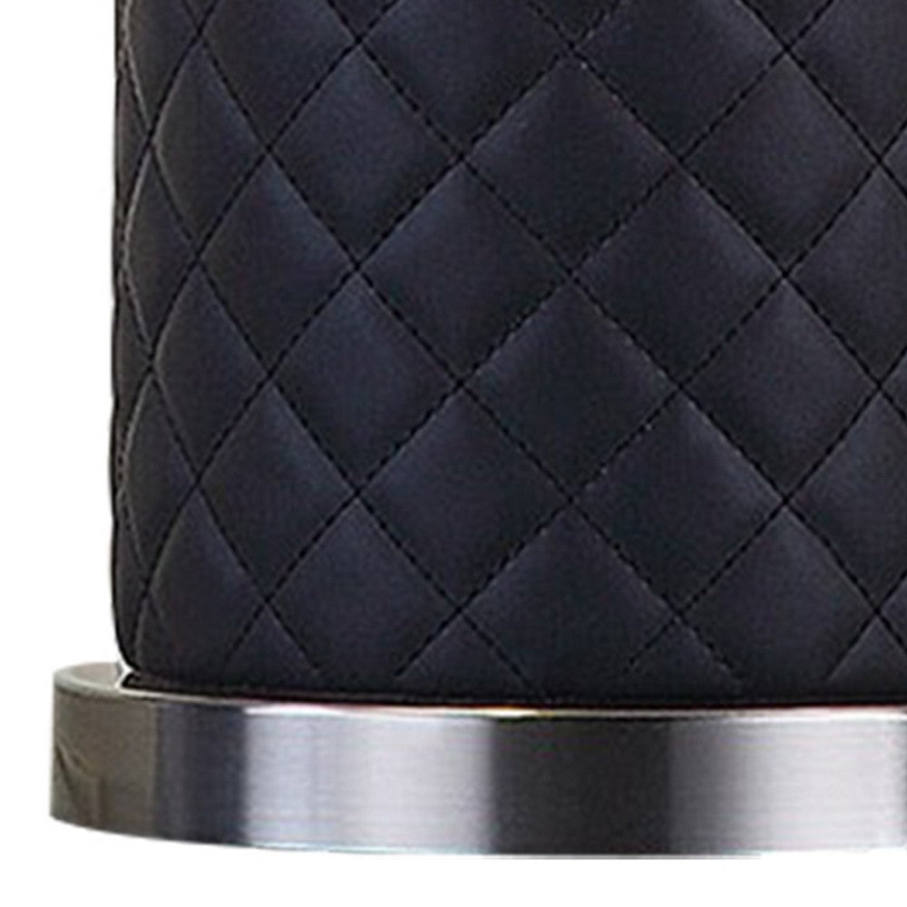 Aria 21 Inch Table Lamp Round Dome Shade Dark Silver Black Faux Leather By Casagear Home BM309066