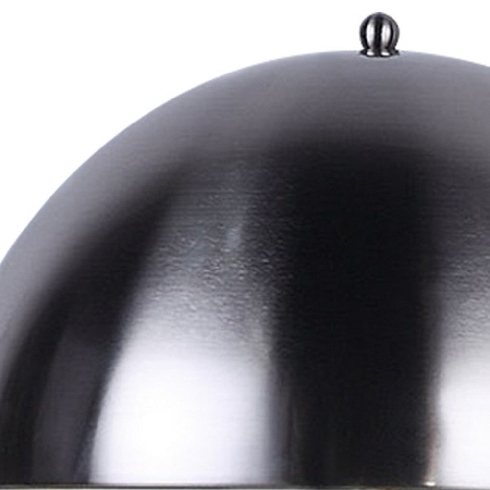 Aria 21 Inch Table Lamp Dome Shade Round Gray Faux Leather Dark Silver By Casagear Home BM309067